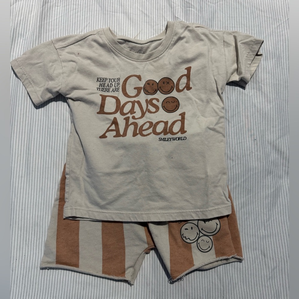 SmileyWorld Kids Matching Set - Cream and Brown
